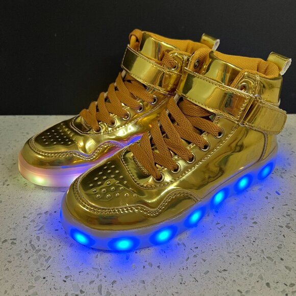 GOLD Rechargeable Solid or Flashing Light Up Shoes - Many options and Colors - Picture 3 of 16